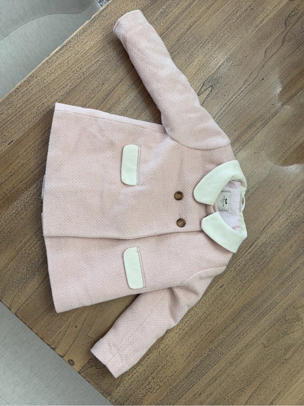 Cyrillus girls light pink herringbone coat